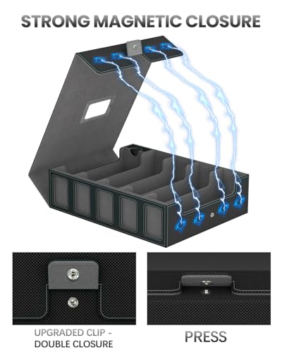 Gomyrod 5 Row 4200+ Trading Card Storage Box with Commander Display - color: Black/Grey, size: 4200+