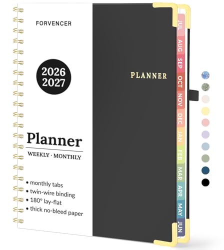 Forvencer Academic Planner 2026-2027, Weekly & Monthly Hardcover Planner A4 - color: Black, size: 8.5" x 11" (Jul 2026 - Jun 2027)