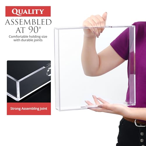 Acrylic Tray 12x12 with Cut Handles - Spill Proof Decorative Tray is an Ideal Countertop Organizer for Living Rooms, Ottoman Coffee Tables, Offices, Kitchens & Serving Guests - color: Transparent, size: 12" x 12" x 2"