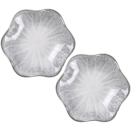 2Pcs Ceramic Jewelry Dish - Lotus Leaf Shape, for Ring Holder Necklace Small Key, Suitable for Mother Friend Sister, Gifts for Women, Cute Plate Trinket Tray, Home Decor (Grey - 2Pcs) - color: Grey-2PCS