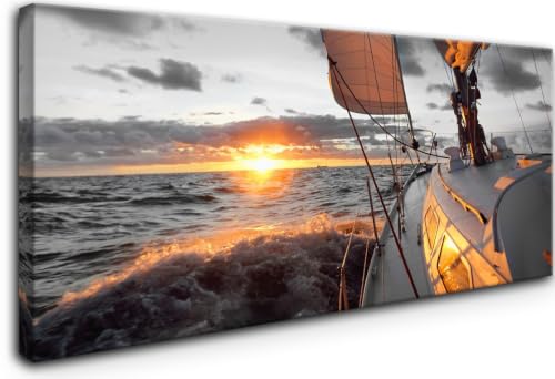 Yxbhhym Black and White Sunset Beach Wall Art Boat Coastal Pictures Living Room Wall Art Bedroom Ocean Painting Sailboat Canvas Prints Sailing Poster Office Artwork Framed Home Bathroom Decor - color: AboaS, size: 40"L x 20"W