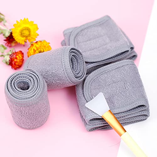 Facial Spa Headbands 4 PCS Makeup Shower Bath Wrap for Women Washing Face - color: Gray