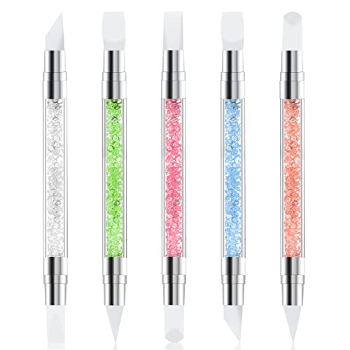 5 Pcs Nail Art Sculpture Pen Dual Tipped Silicone Nail Tools Nail Art Acrylic Pen Silicone Brushes for Resin Nail Art Tools for Design Nail Foil Carving Drawing Effect Shaping Drawing - color: 5 pcs style A