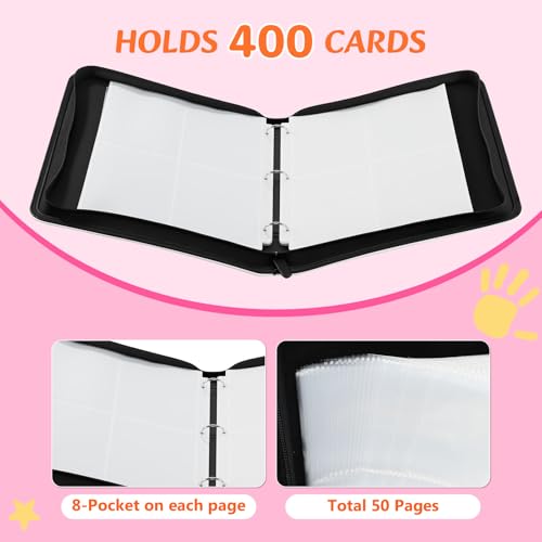 Premium Trading Card Binder, 4 Pocket Trading Card Binder for Pokemon TCG - color: Pink, size: Large