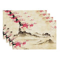 Japanese Cherry Blossom Placemats Washable Table Placemat Set of 4 - color: Pink Beige, size: Set of 4