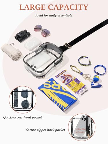 Clear Bag for Stadium Events, Clear Crossbody Sling Purse, 2 Straps - color: 1# Black-b, style: Style 1