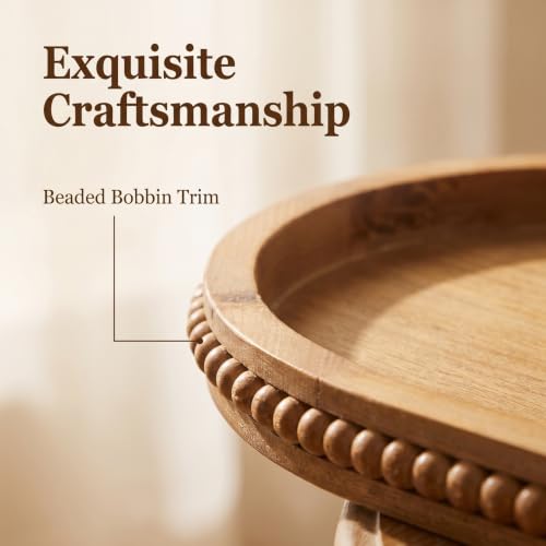 Hrastany Brown Oval Wood Decorative Tray, 15" x 9" Beaded Trim Candle Tray - color: Oval Brown, size: 15" x 9" x 1.2"