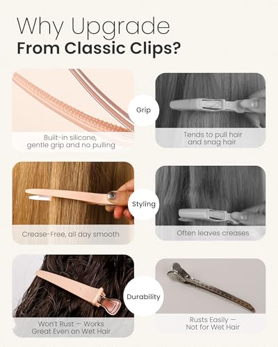 AIMIKE 4.8" Hair Clips for Styling, No-Crease Duckbill Clips - color: Porcelain Pink