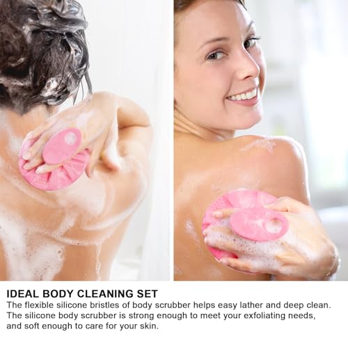 INNERNEED Silicone Body Cleansing Brush Exfoliating Scrubber, Pink - color: Pink