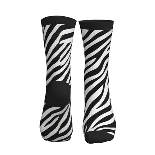 Crew Athletic Socks Funny Crazy Casual Sports Novelty Dress Socks for Women Men Running Hiking - color: Zebra Print Black White