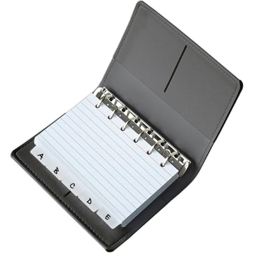 Olivo 3x5 Lined Index Cards with Ring Binder Holder and Dividers, Black - color: Black