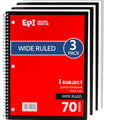 EPI Spiral Notebook | Wide - 70 Sheets, Durable Spiral Binding | 10.5 x 8 in | Classroom Supplies | School, Office, Note Taking, Journaling - 3 Pack - color: Red, size: 3
