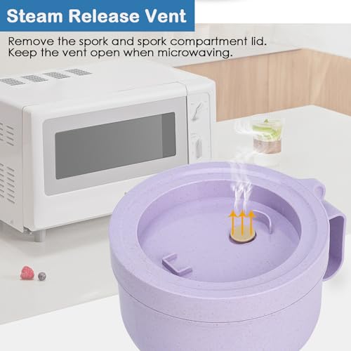 Unbreakable Microwave Soup Mugs with Lids and Handles,Microwave Ramen Bowl with Lid for Soup and Instant Noodles,Oatmeal, Gumbo, Salad,BPA Free (Lavender Purple) - color: Lavender Purple