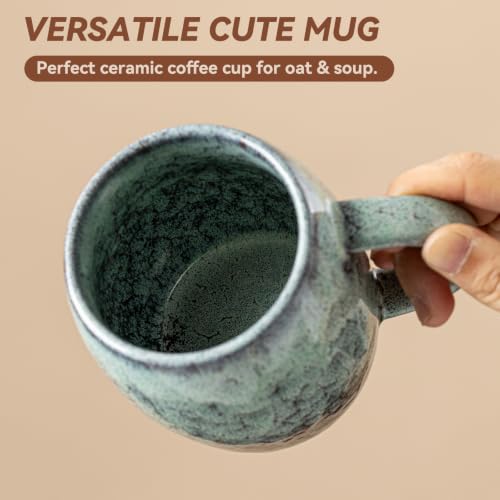Misty Moss Ceramic Mug, 15oz Reactive Glaze Mug, Self Care Gift for Her - color: 14OZ - Misty Moss · BREATHE