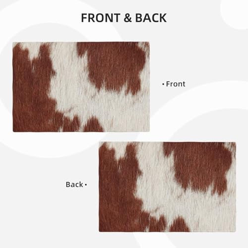 Cowhide Animal Skin Placemats Washable Table Placemat Set of 4 - color: White Brown, size: Set of 4