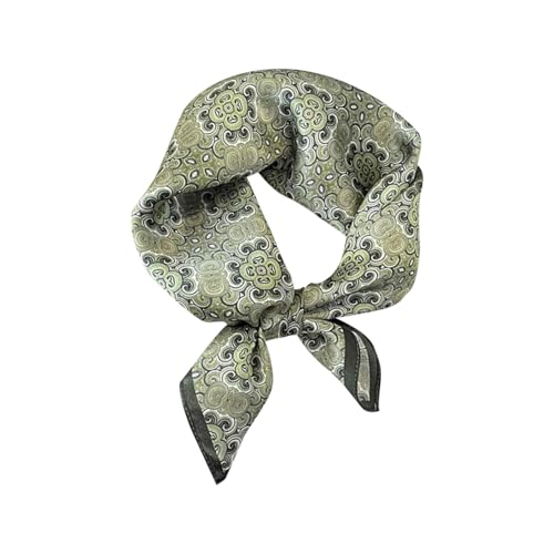 100% Pure Mulberry Silk Scarf 21" Women Square Scarf Neckerchief Headscarf - color: Light Green Pattern