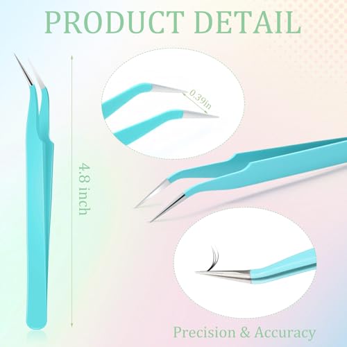 Honoson 9 Pcs Curved Pointed Craft Tweezers Precision Tweezer,Blue - color: Blue