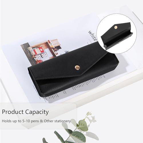 Small Pencil Pouch Simple Faux Leather Pencil Case for Work and Office (Green) - color: Green