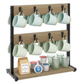 IBUYKE Coffee Mug Holder for Countertop,16 Hook Mug Tree,Greige TBJ001Y - color: Greige, size: no shelf(16 mugs)