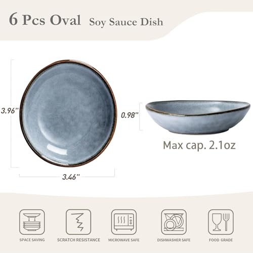 famiware Ceramic Soy Sauce Dish, 2.1oz Dipping Bowl Set of 6, Blue - color: Blue, size: 6pcs