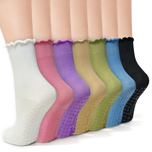 Women's Ruffle Socks Lace Cotton Casual Crew Ultra Thin Lettuce Frilly Ankle Socks Pack of 6 - color: Multicolor-002