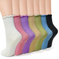 Women's Ruffle Socks Lace Cotton Casual Crew Ultra Thin Lettuce Frilly Ankle Socks Pack of 6 - color: Multicolor-002