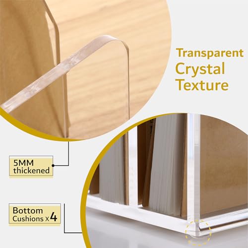 SANRUI Clear Acrylic Mail File Organizer Sorters for Desk, 3 slot Laddered - size: 3-Compartment ladder