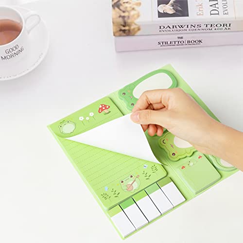 Xqumoi I Just Really Like Frogs Sticky Notes Set, 550 Sheets, Cute Cartoon Frogs Self-Stick Notes Pads Animal Divider Tabs Bundle Writing Memo Pads Back to School Office Supplies Small Gift - color: 1pack-frog