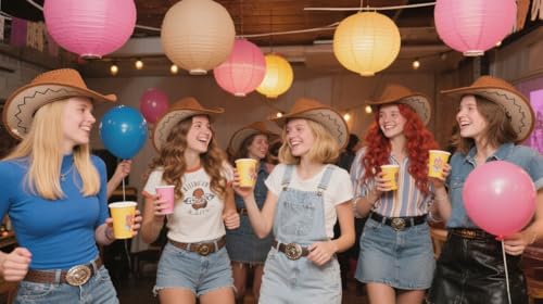 Pink Brown Paper Lanterns Decorative 12pcs Party Hanging Decorations for Western Cowgirl Party Birthday Retro Rodeo Party Supplies for Girls Baby Shower Western Room Decor - color: Hot Pink,pink,coffee,brown