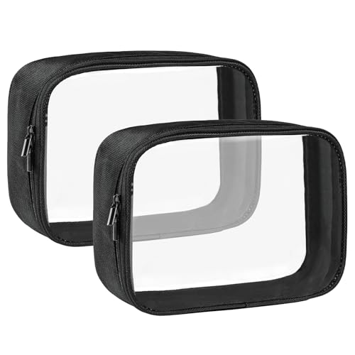 Moyad TSA Approved Toiletry Bag Clear Quart Size Travel Bags Makeup Bag - color: Black, size: 2 Pack