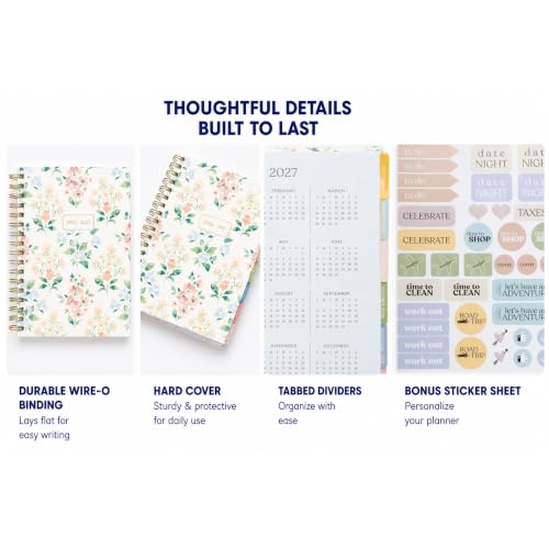 WORLD TRAVELER Academic Planner School Organizer Jul 2026-Dec 2027, 7"x9" - color: Multi Watercolor Floral