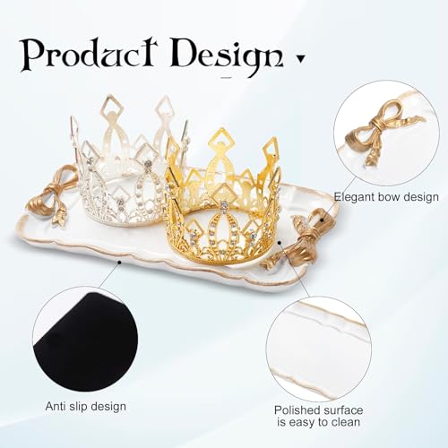 Warmtree Bow Jewelry Tray, Coquette Trinket Dish, Vanity Decor - color: White