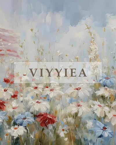 VIYYIEA Extra Large Patriotic July 4th Landscape Canvas Wall Art, 36x54in - color: Patriotic Floral Scroll