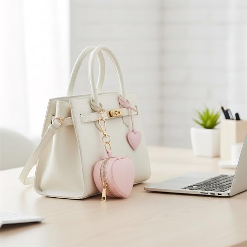 Heart Shaped Jewelry Travel Case, Portable Ring Holder & Organizer with Keychain, Premium Wedding Travel Gift Box for Women - color: White