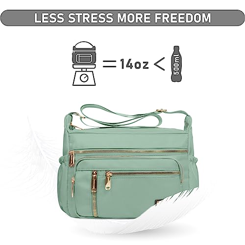 NPBAG Crossbody Bag for Women, Shoulder Purse Handbag Messenger Bag, Trendy Pocketbooks, Waterproof and Multi-Pockets - color: Light Green