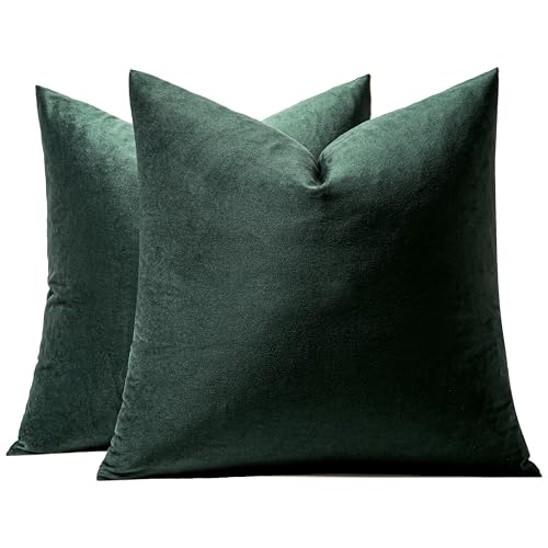 MIULEE Velvet Throw Pillow Covers 12x12 Inch Pack of 2 Army Green - color: Army Green, size: 12" x 12" (Pack of 2)