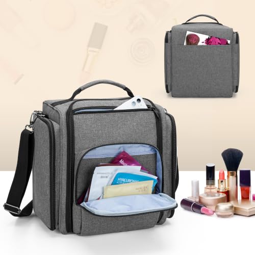 BAFASO Makeup Bag Cosmetic Bag with 4 Inner Removable Pouches, Gray - color: Gray