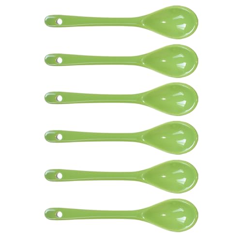 6 pcs Porcelain Egg Spoons Tea Spoon Ceramic Spoons 4.7 inch Coffee Dessert Yogurt Tea Milky Green - style: Green
