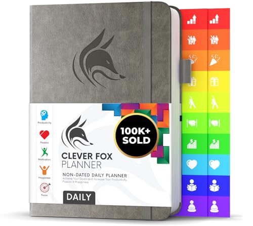 Clever Fox Daily Planner, Undated Professional & College Day, Grey - color: Gray (Undated)