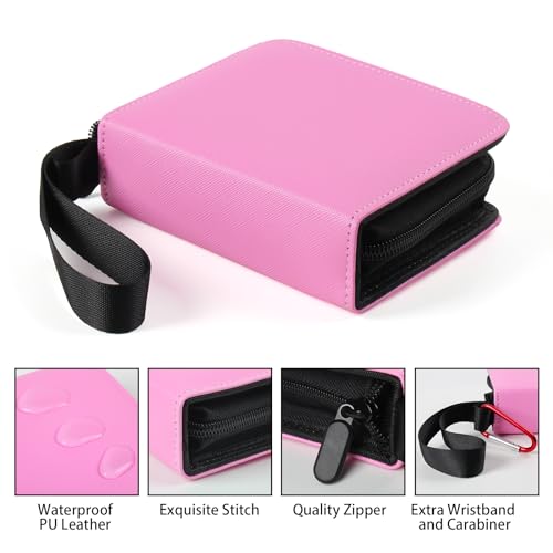 GEAoffice 1 Pocket Mini Trading Card Binder Holds 80 Cards with Zip, Pink - color: Pink-1 Pocket
