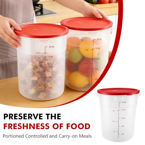 2 Pack Square Food Storage Container With Lid,12-22 Quart Commercial Storage Box With Scale & Handle,Cake Making,Dough Marinating Meat,Kitchen Supplies (polypropylene, Round 22 Quart) - color: Polypropylene, size: Round-22 Quart