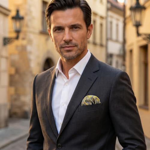 S&W SHLAX&WING Mens Pocket Square Paisley Multicolor Large for Business Wedding - color: Qh13