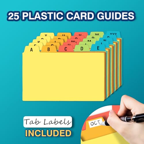 H4D 3x5 Index Card Holder with 100 Index Cards and 25 Dividers, Black - color: Black, size: 3"x5"