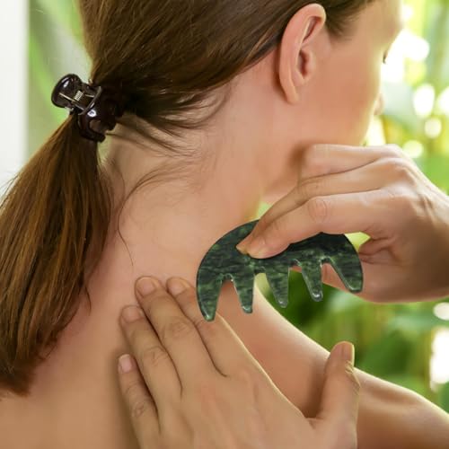 Jade Stone Gua Sha Comb,Jade Massage Comb, Scalp Massager, Massage Tools for Scalp Head Hair,Facial Manual Scalp Massagers, Like Scalp Massager Comb