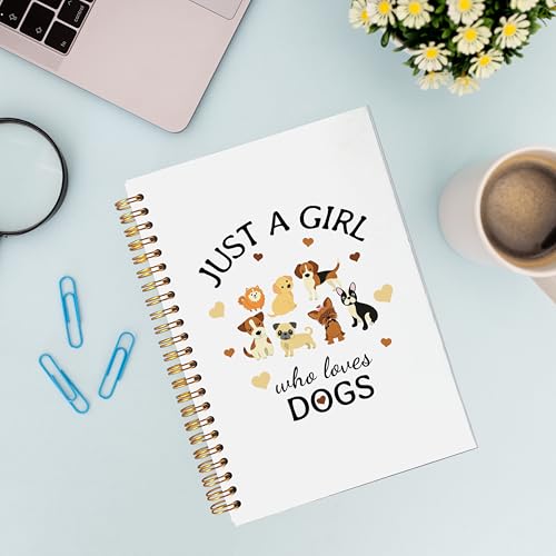 VNWEK Dog Lovers Mom Owner Gifts Spiral Notebook Journal 5.5x8.3 Inch, Just a Girl Who Loves Dogs Journal, Pet Lover Gifts, Cute Puppy Lined Hardcover Spiral Notebook - color: Dog notebook-1