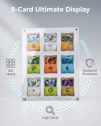 9-Card Acrylic Trading Card Display Frame with Slim UV Card Holders - size: 9 Cards Small