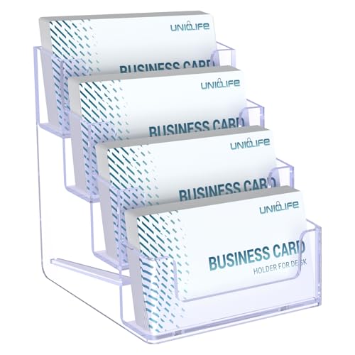 Uniclife Acrylic Business Card Holder for Desk, 4 Slots, 240 Card Capacity - color: 4 Slot, size: 1 Pack