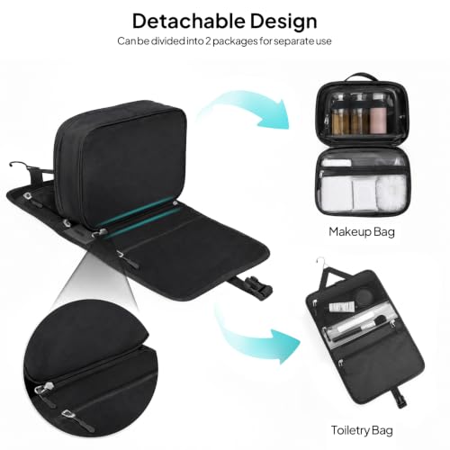 TOPEAST Quilted Travel Toiletry Bag for Women,Detachable Hanging Makeup Bag - color: Dark