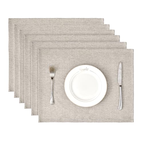 BALCONY & FALCON Rectangle Table Cloth Waterproof Beige Placemats 6pcs - color: Beige, size: 17.7" x 13.8" (Rectangular)-6pcs
