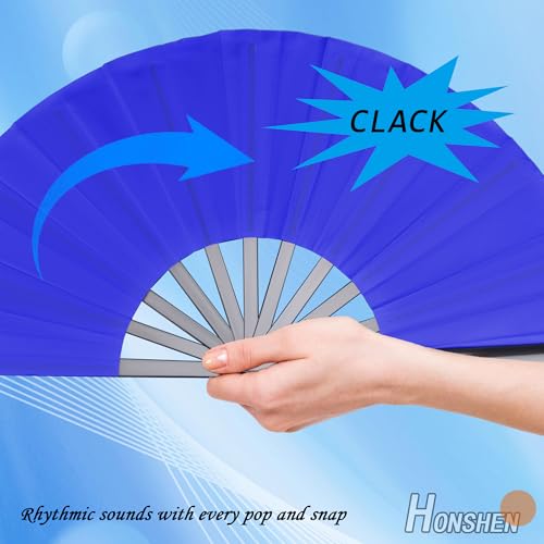 Folding Fan Chinese Hand Fan Performance Fan Nylon-Cloth Fan 13 inch (Blue) - color: Blue